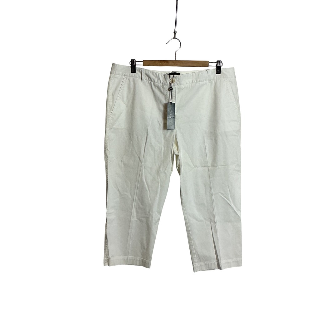Talbots Signature Size 16 Petite White Straight Capri Pants NEW Lightweight